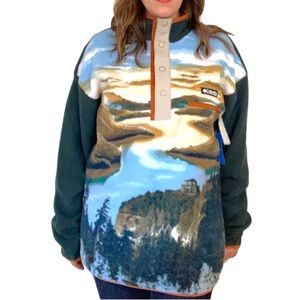 ASOS Columbia Helvetia Half Snap Fleece copper Columbia River Gorge Print